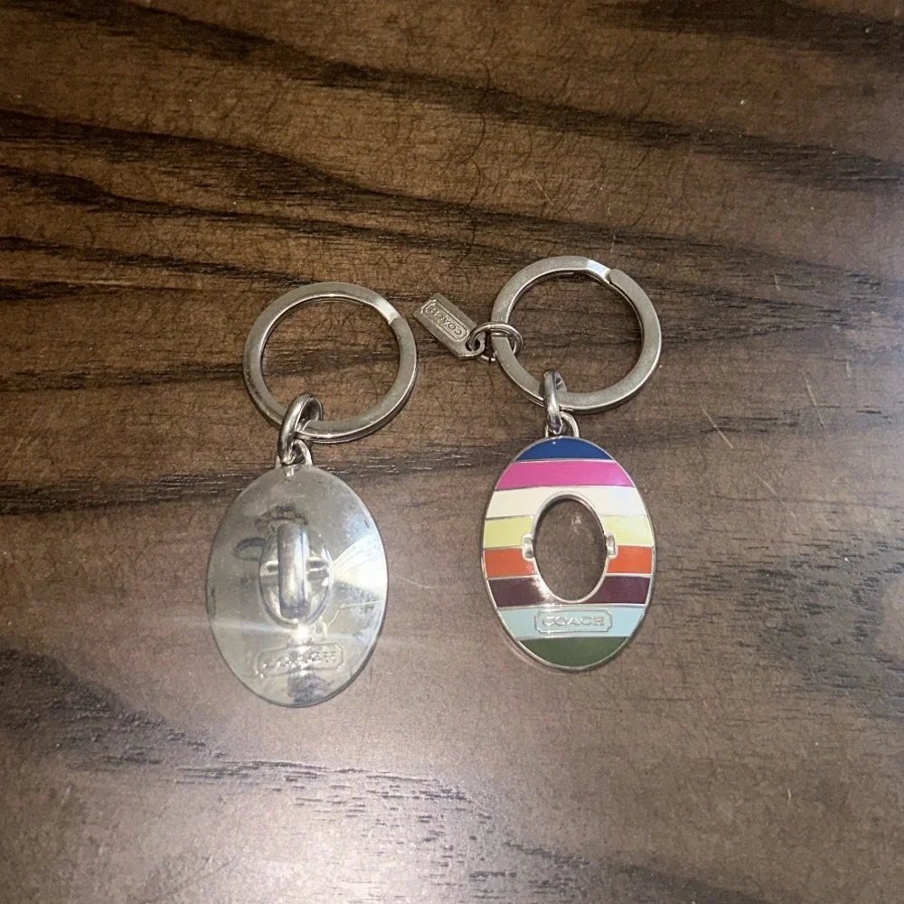 Coach Legacy Stripe Oval Turnlock Valet Key Chain Bag Charm - Picture 5 of 6